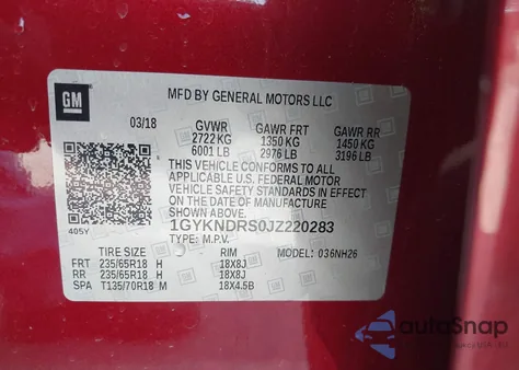 2018 Cadillac Xt5 Luxury из США, поврежденный, VIN 1GYKNDRS0JZ220283